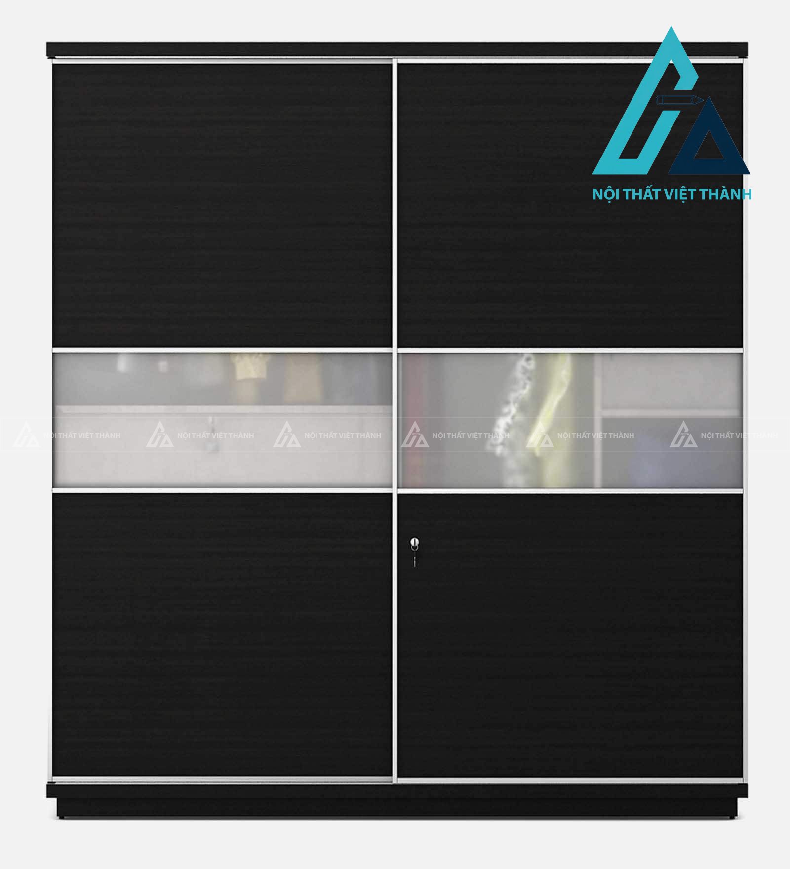 Tủ quần áo cửa lùa MDF vân gỗ hiện đại tích hợp ngăn kéo tiện lợi 1