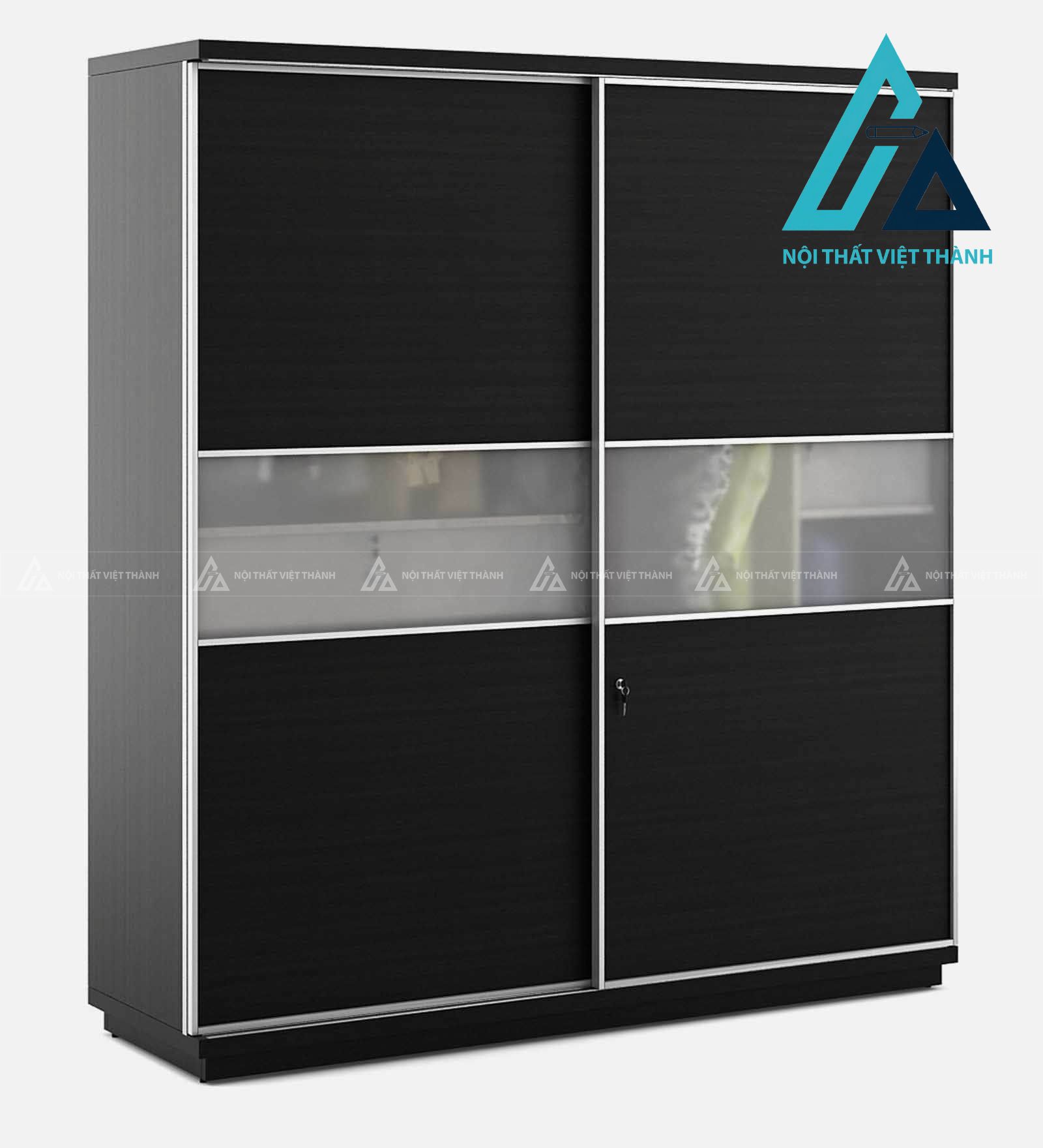 Tủ quần áo cửa lùa MDF vân gỗ hiện đại tích hợp ngăn kéo tiện lợi 2