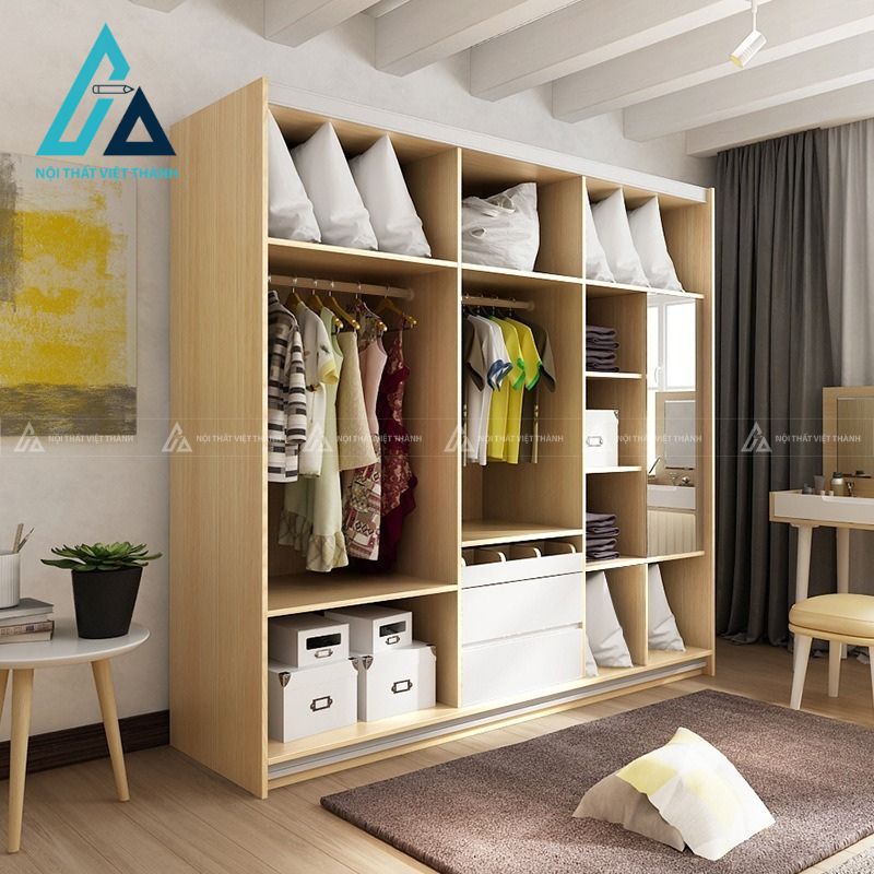 Tủ quần áo cửa lùa MDF vân gỗ phong cách hiện đại tinh tế 2