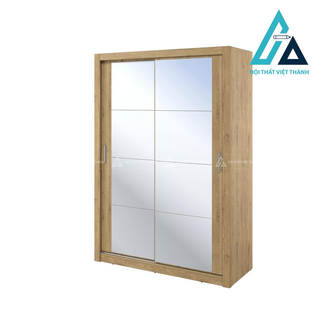 Tủ quần áo cửa lùa MDF vân gỗ sồi tích hợp gương tiện nghi hiện đại 1