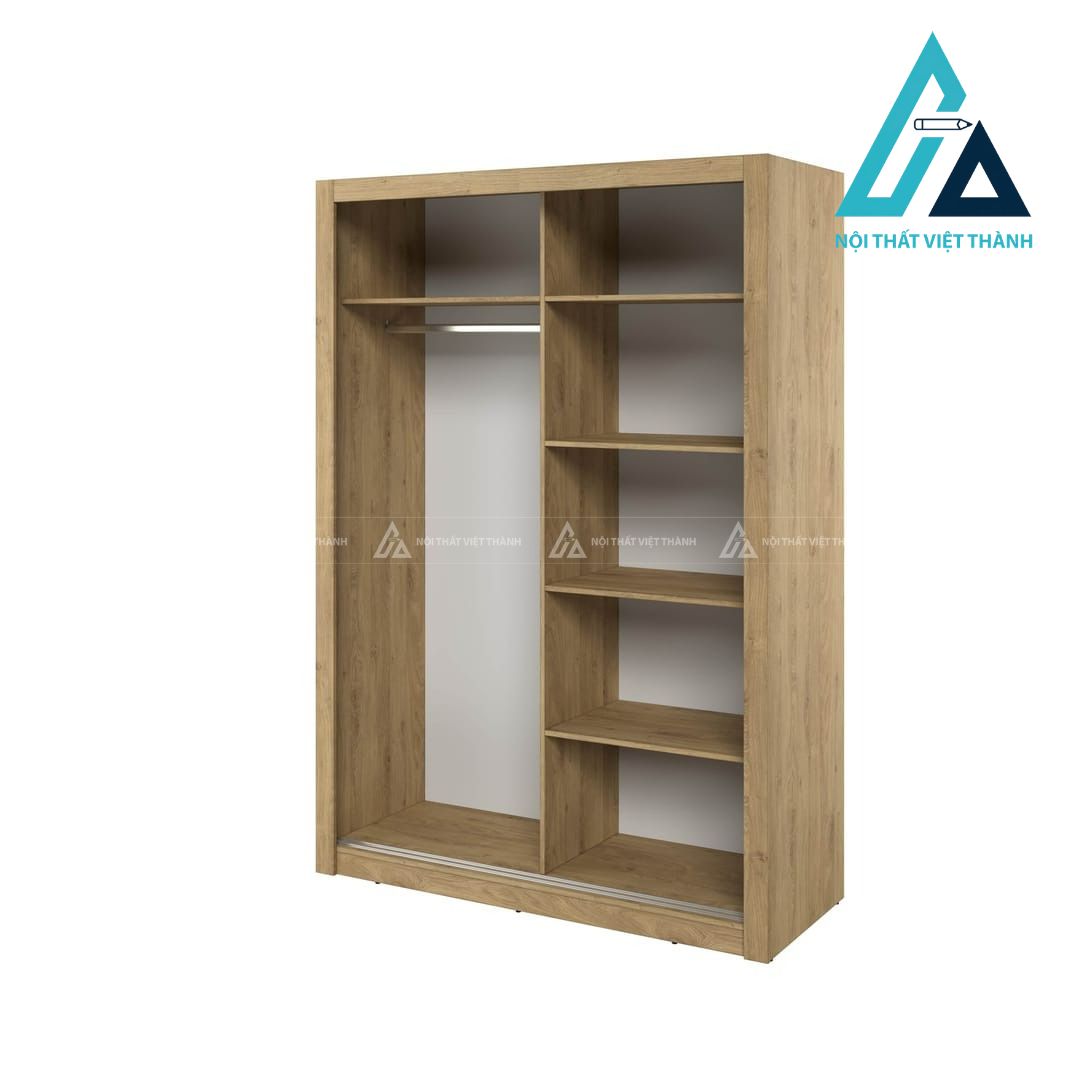 Tủ quần áo cửa lùa MDF vân gỗ sồi tích hợp gương tiện nghi hiện đại 2
