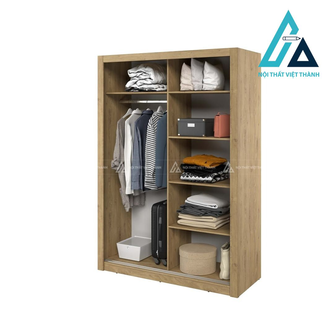 Tủ quần áo cửa lùa MDF vân gỗ sồi tích hợp gương tiện nghi hiện đại 3