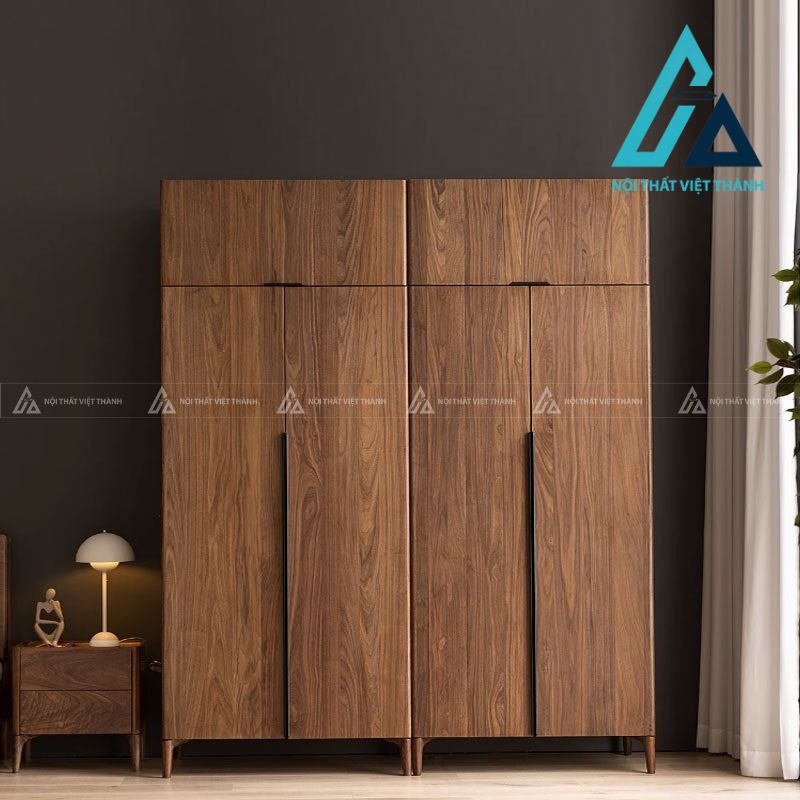 Tủ quần áo gỗ óc chó cánh lùa hiện đại sang trọng tối ưu diện tích 2