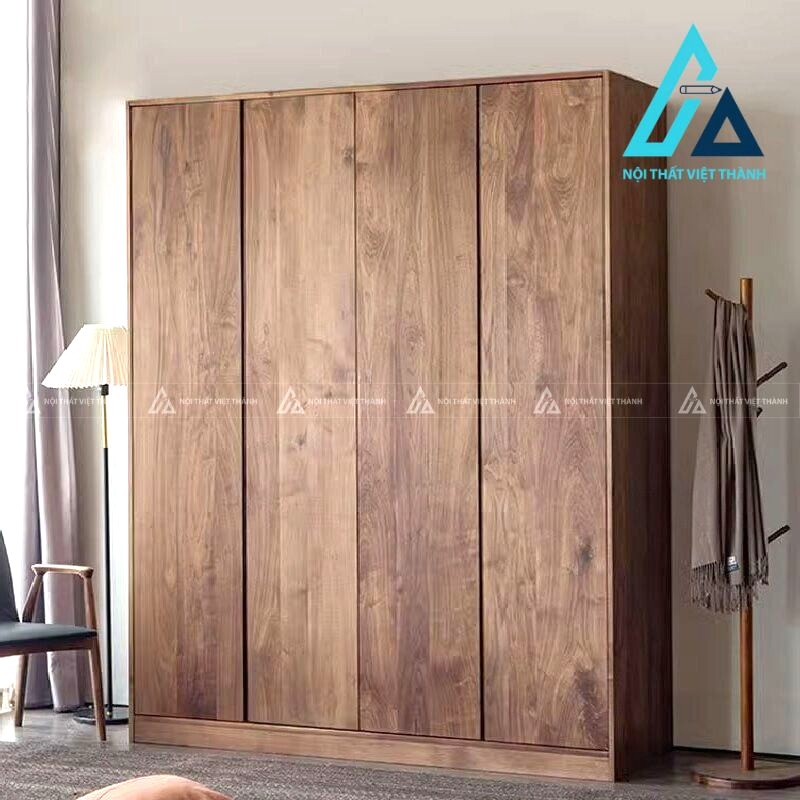 Tủ quần áo gỗ óc chó cao cấp tay nắm âm hiện đại sang trọng tiện nghi