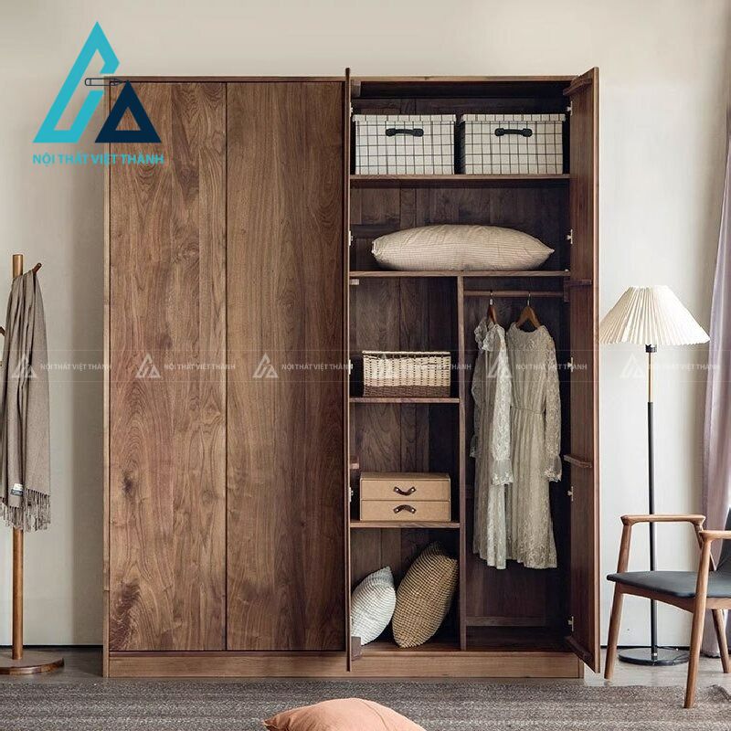 Tủ quần áo gỗ óc chó cao cấp tay nắm âm hiện đại sang trọng tiện nghi 1