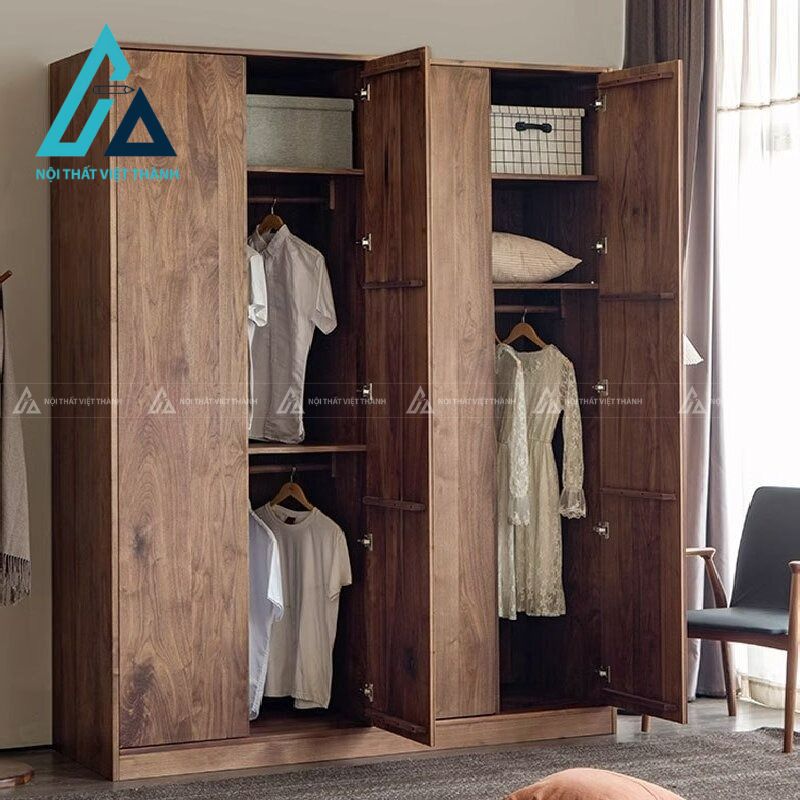 Tủ quần áo gỗ óc chó cao cấp tay nắm âm hiện đại sang trọng tiện nghi 3