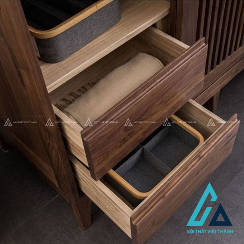 Tủ quần áo gỗ óc chó cửa lùa cao cấp thiết kế hiện đại tối ưu không gian 4