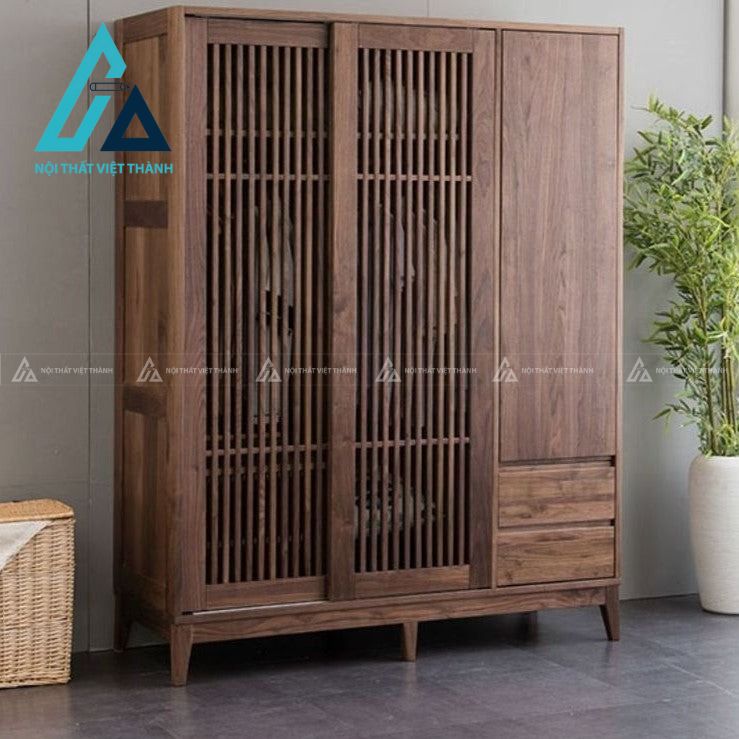 Tủ quần áo gỗ óc chó cửa lùa cao cấp thiết kế hiện đại tối ưu không gian 5