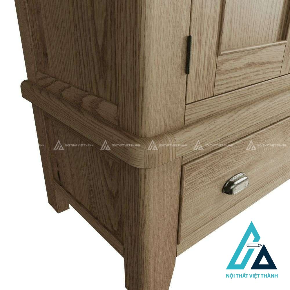 Tủ quần áo gỗ sồi tự nhiên 2 cánh màu nâu trầm sang trọng bền đẹp 1
