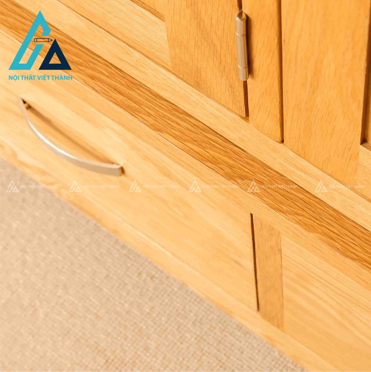 Tủ quần áo gỗ sồi tự nhiên 3 cánh kèm ngăn kéo cao cấp hiện đại 3