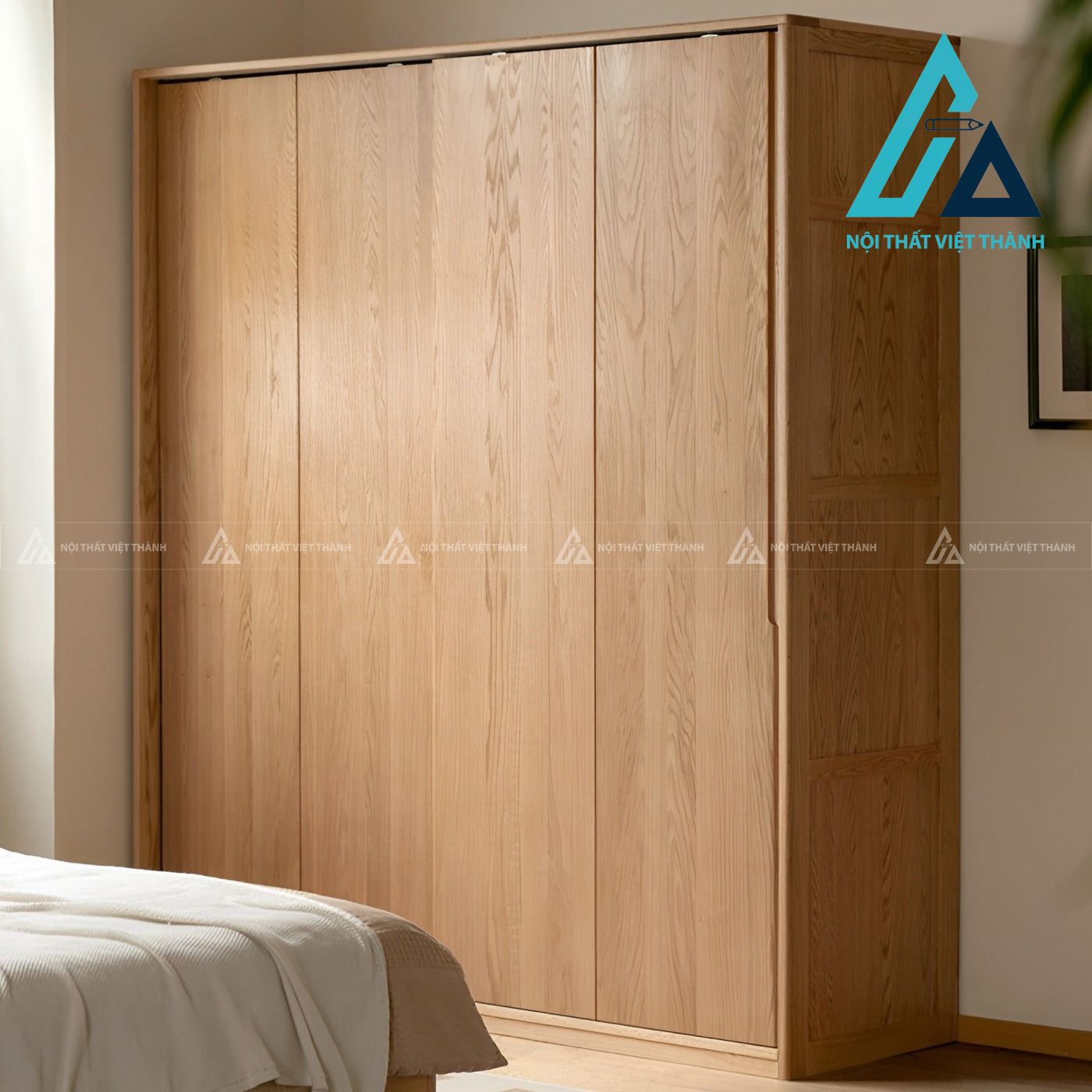 Tủ quần áo gỗ sồi tự nhiên cửa lùa hiện đại tối ưu không gian 1