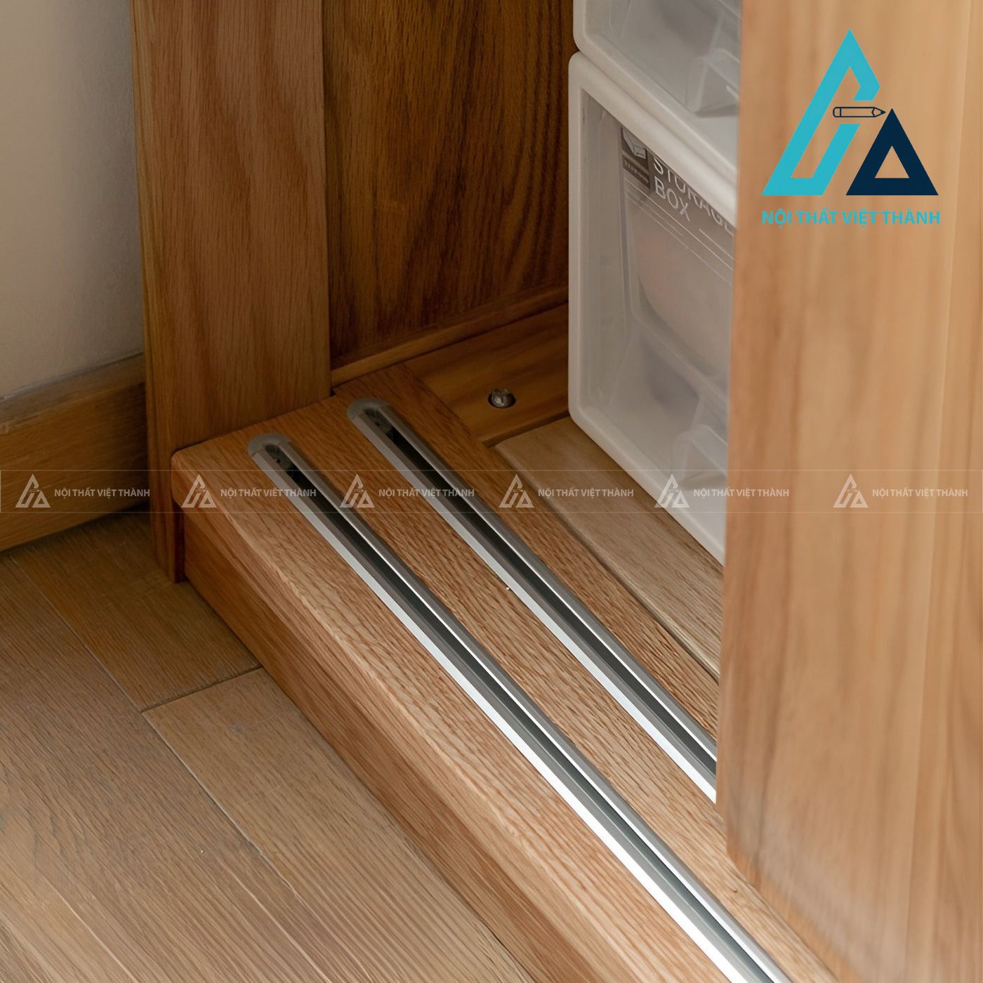 Tủ quần áo gỗ sồi tự nhiên cửa lùa hiện đại tối ưu không gian 2