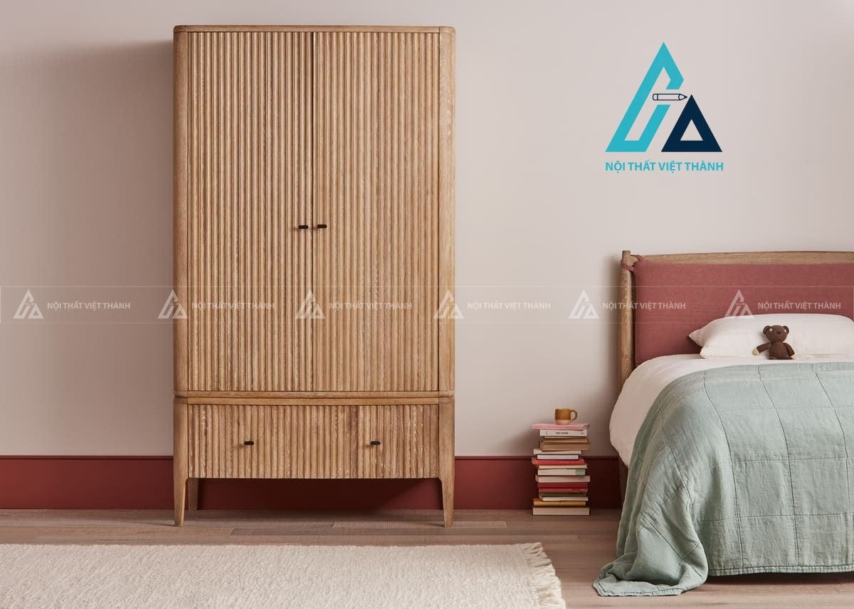 Tủ quần áo gỗ sồi tự nhiên phong cách cổ điển thanh lịch bền đẹp