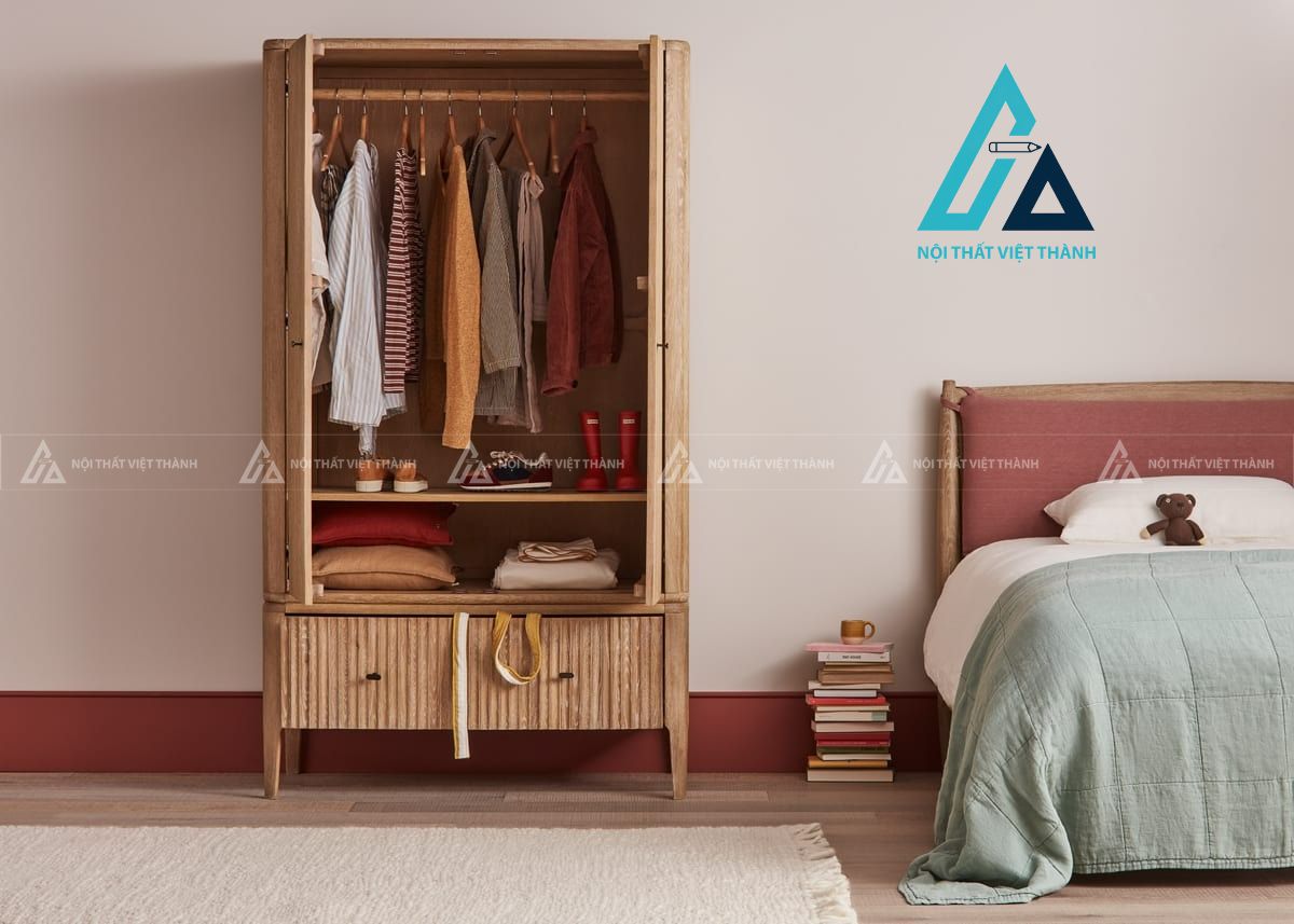 Tủ quần áo gỗ sồi tự nhiên phong cách cổ điển thanh lịch bền đẹp 1