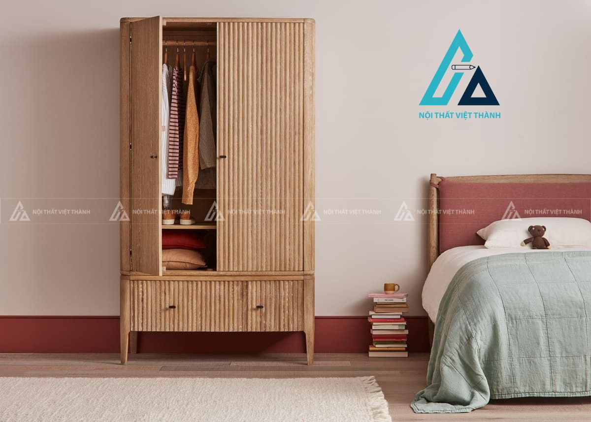 Tủ quần áo gỗ sồi tự nhiên phong cách cổ điển thanh lịch bền đẹp 2