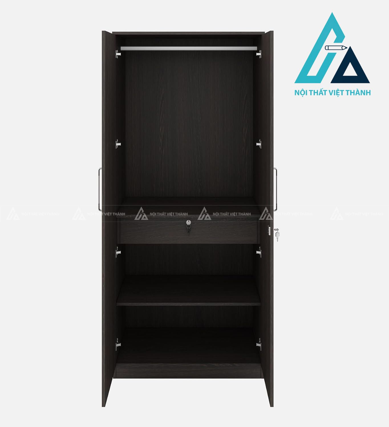 Tủ quần áo MDF 2 cánh vân gỗ hiện đại nhỏ gọn cho phòng ngủ 3