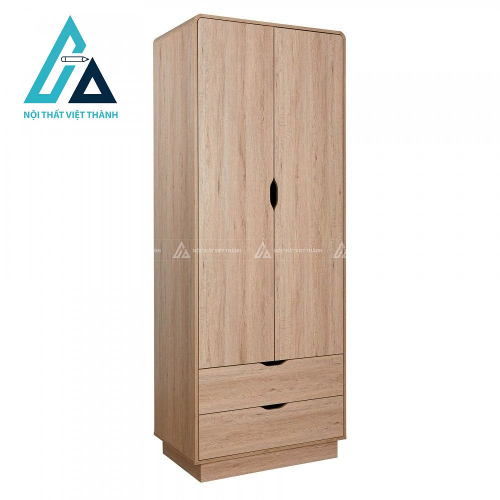 Tủ quần áo MDF 2 cánh vân gỗ sáng hiện đại có 2 ngăn kéo tiện dụng 5