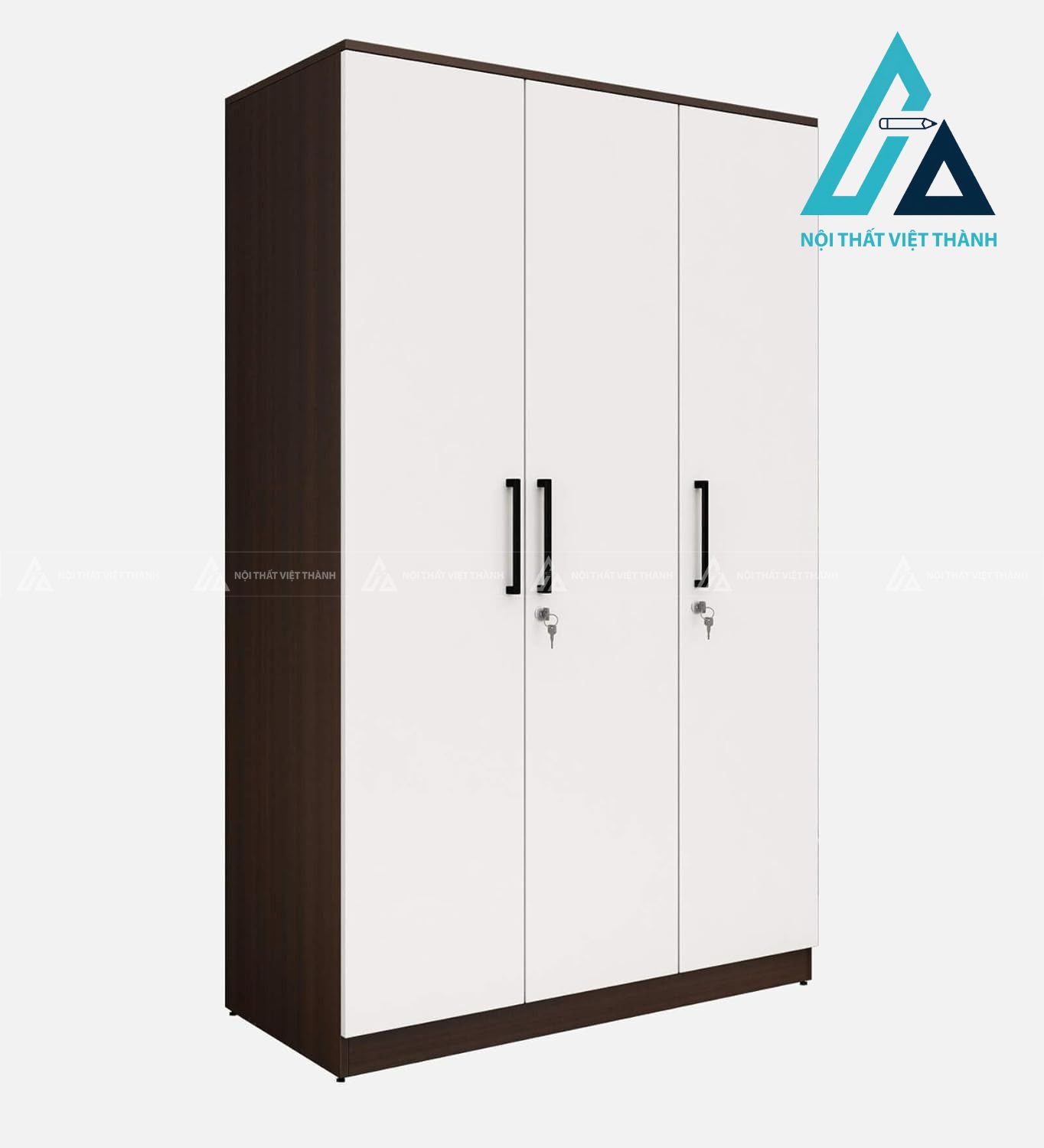 Tủ quần áo MDF 3 cánh màu trắng phủ melamine hiện đại tiện dụng 2