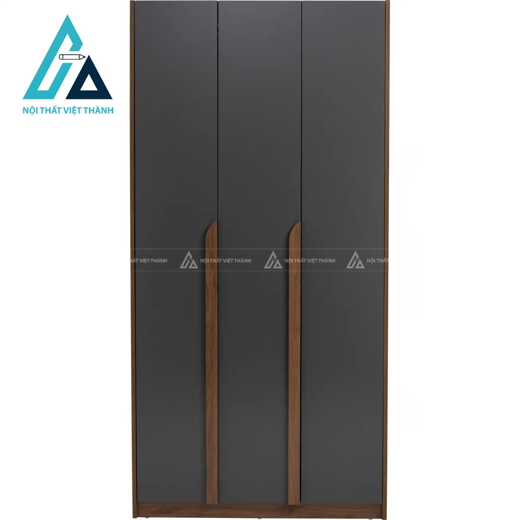 Tủ quần áo MDF 3 cánh màu óc chó phong cách retro hiện đại tiện dụng 4
