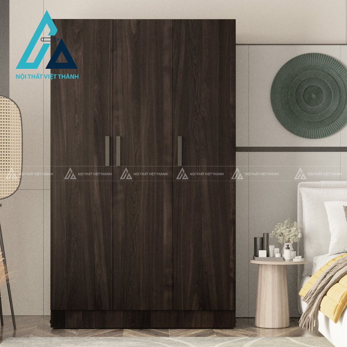 Tủ quần áo MDF 3 cánh vân gỗ hiện đại đa năng cho phòng ngủ tiện nghi 1