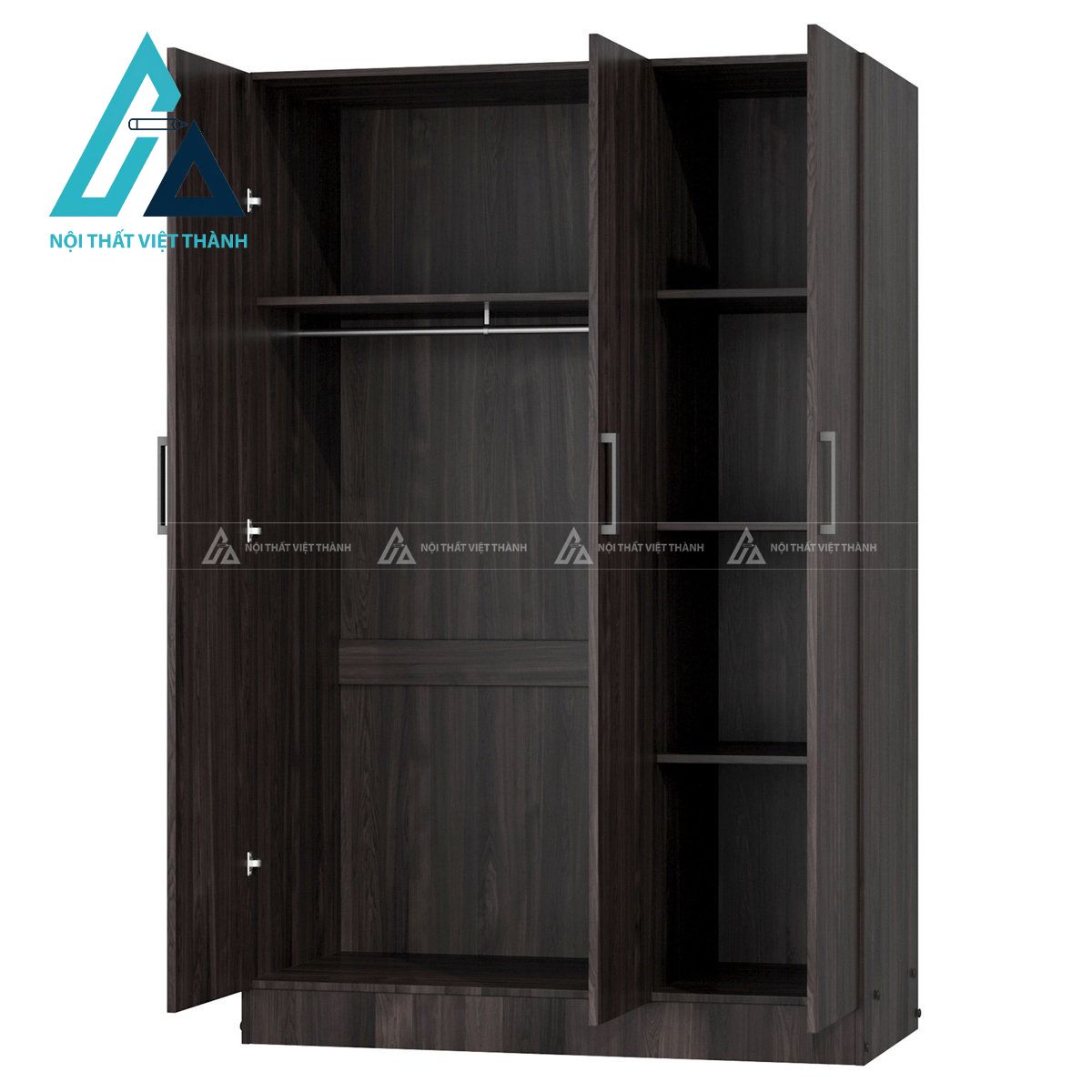 Tủ quần áo MDF 3 cánh vân gỗ hiện đại đa năng cho phòng ngủ tiện nghi 3
