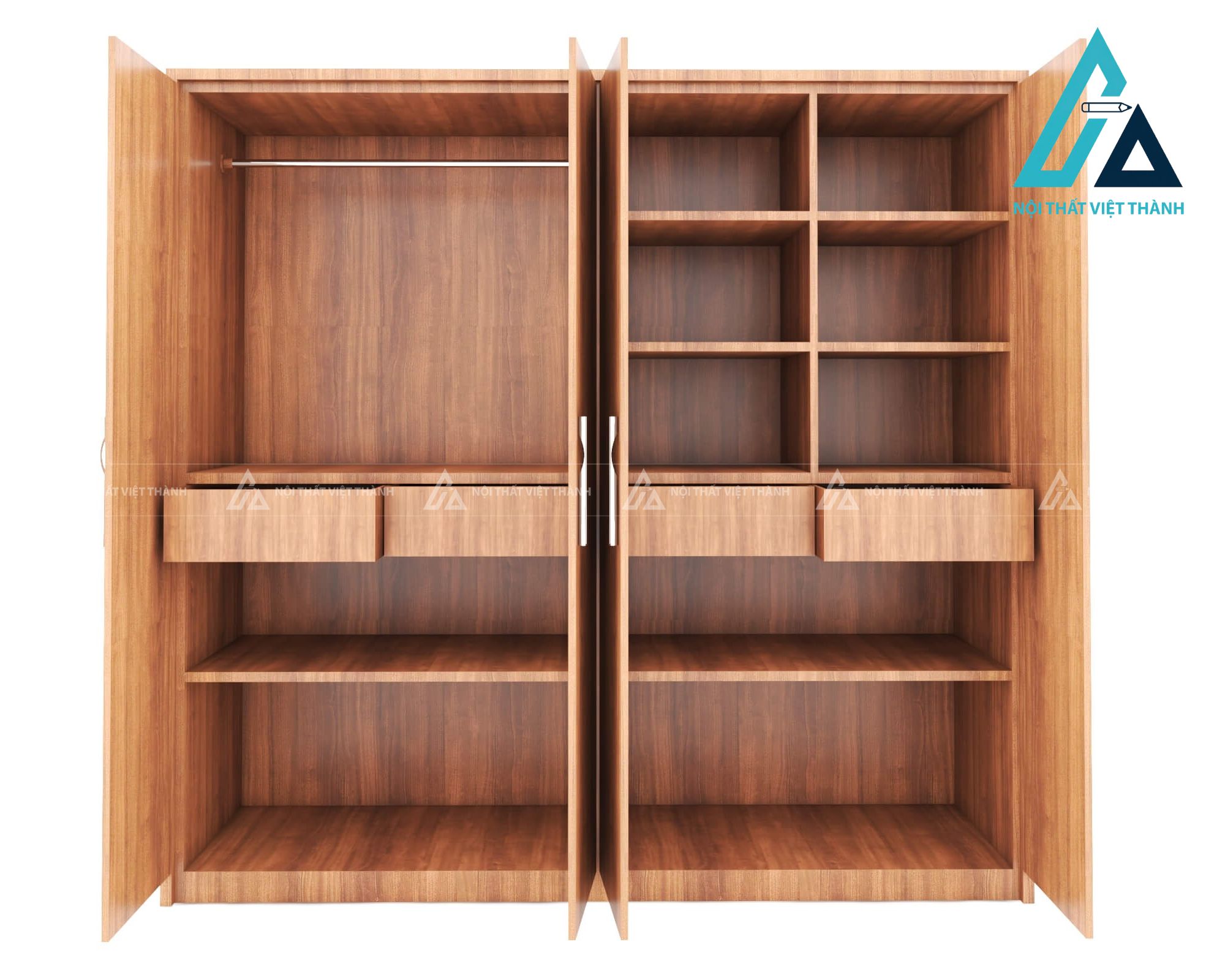 Tủ quần áo MDF 4 cánh hiện đại đa năng cho phòng ngủ rộng rãi tiện nghi 3