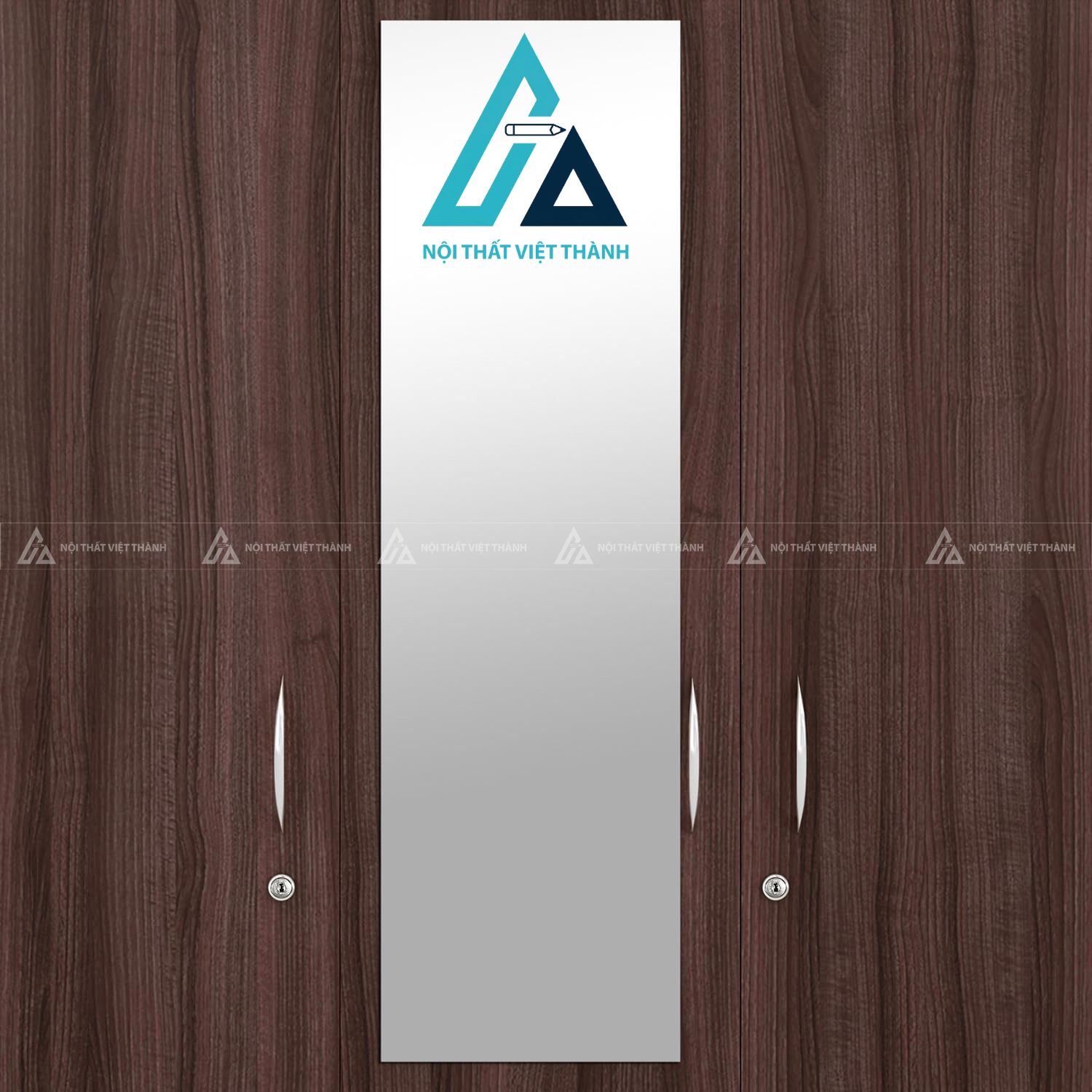 Tủ quần áo MDF 4 cánh màu nâu có gương sang trọng đa năng 4