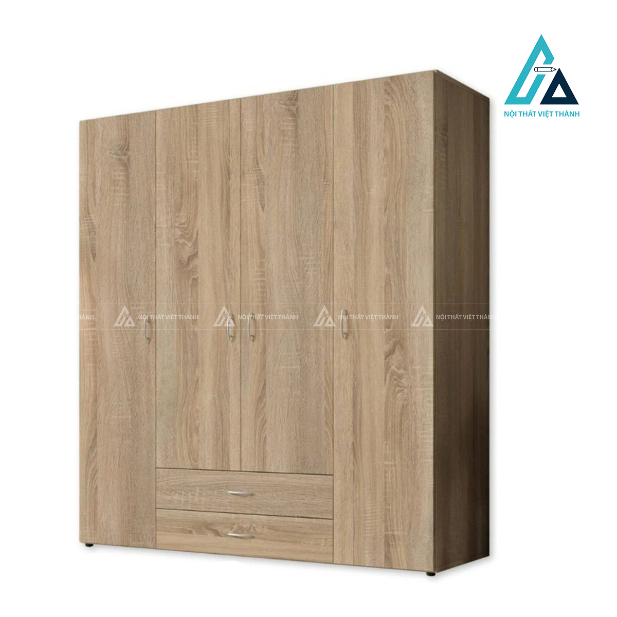 Tủ quần áo MDF 4 cánh màu nâu óc chó phủ Melamine hiện đại cao cấp 3