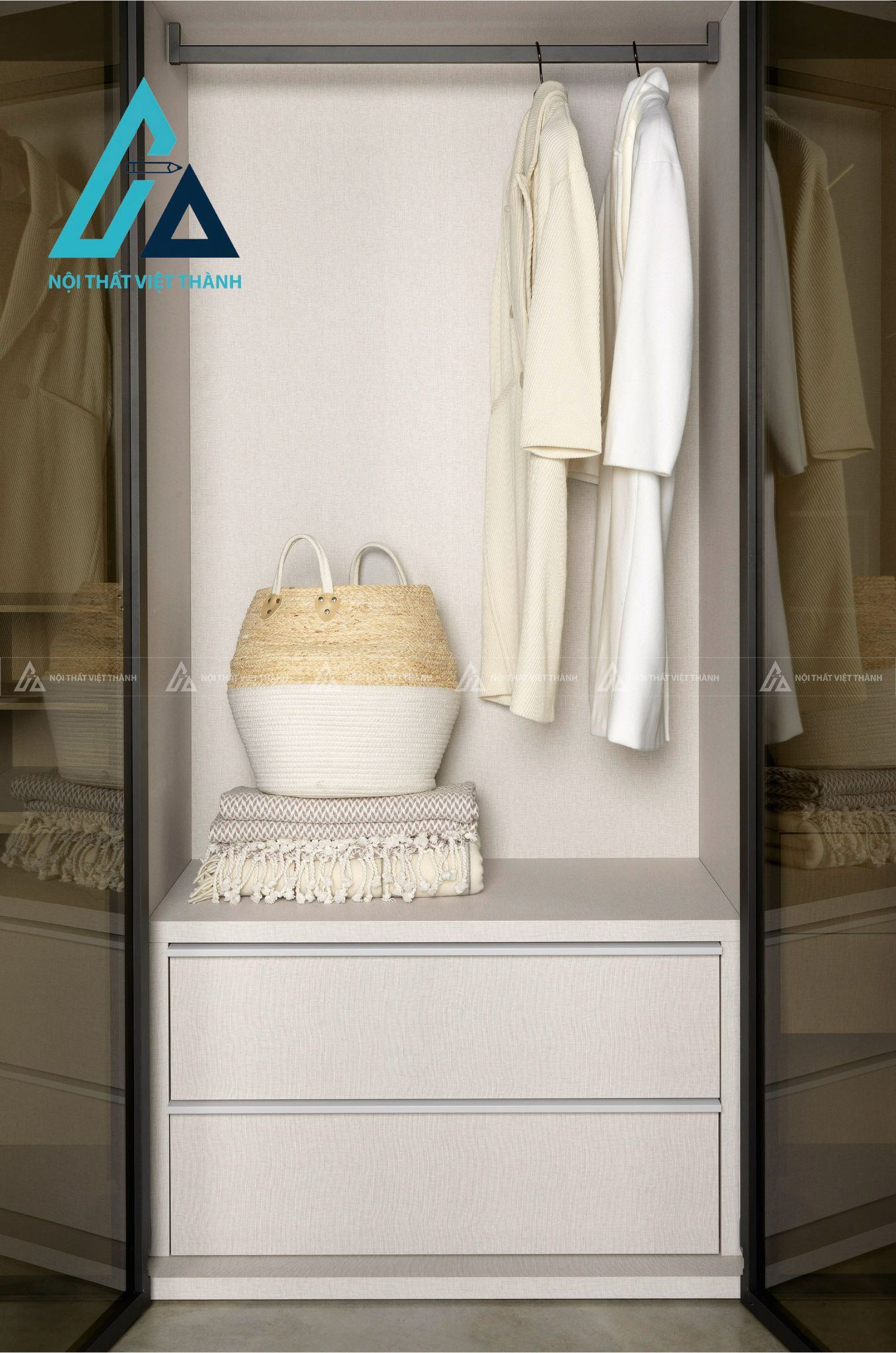 Tủ quần áo MDF 6 cánh kính tích hợp đèn LED hiện đại cao cấp 3