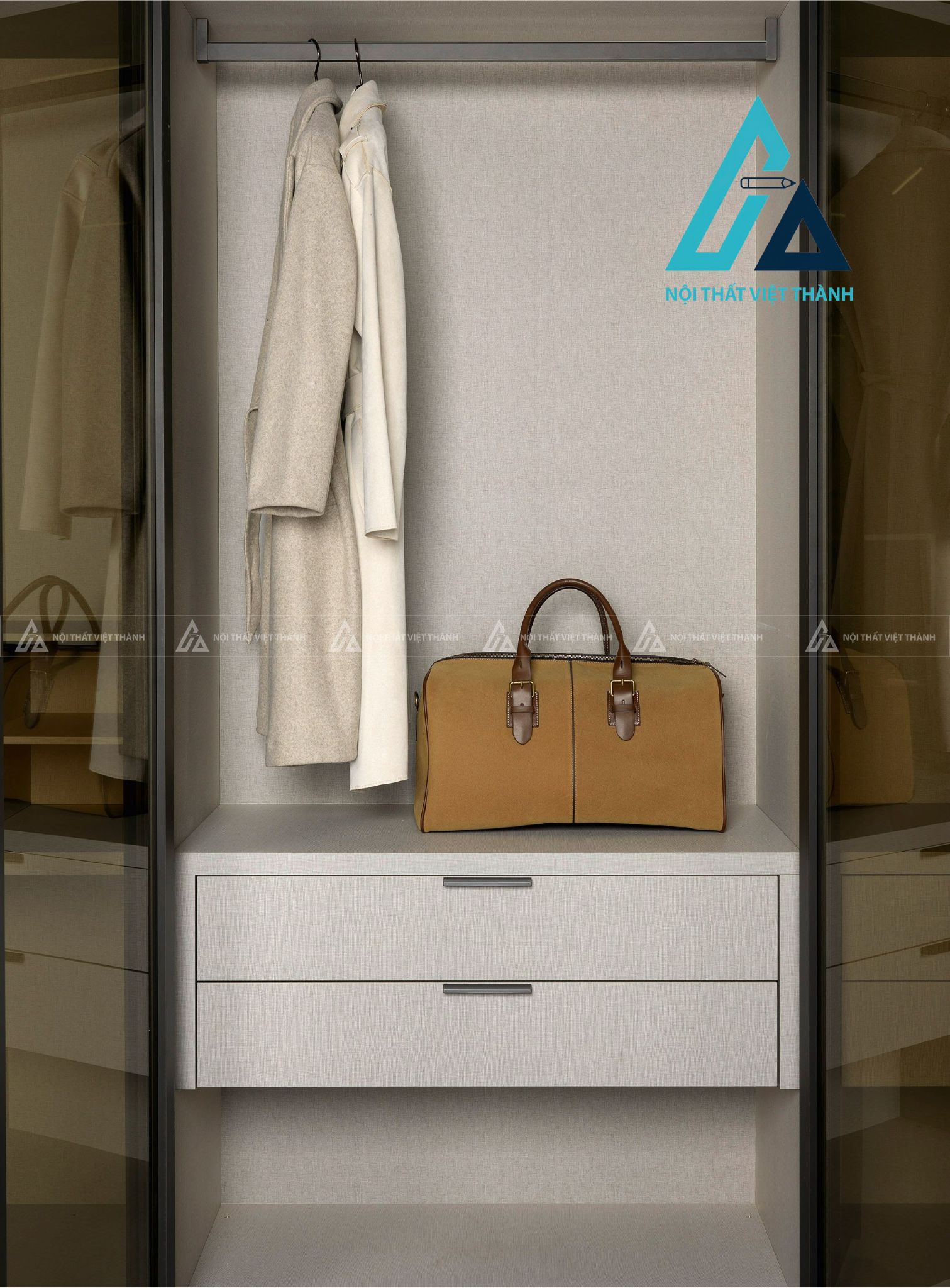 Tủ quần áo MDF 6 cánh kính tích hợp đèn LED hiện đại cao cấp 4