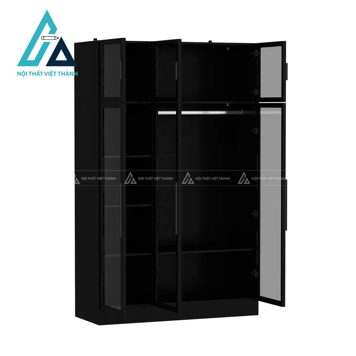 Tủ quần áo MDF cánh kính hiện đại tích hợp đèn LED sang trọng tiện nghi 1