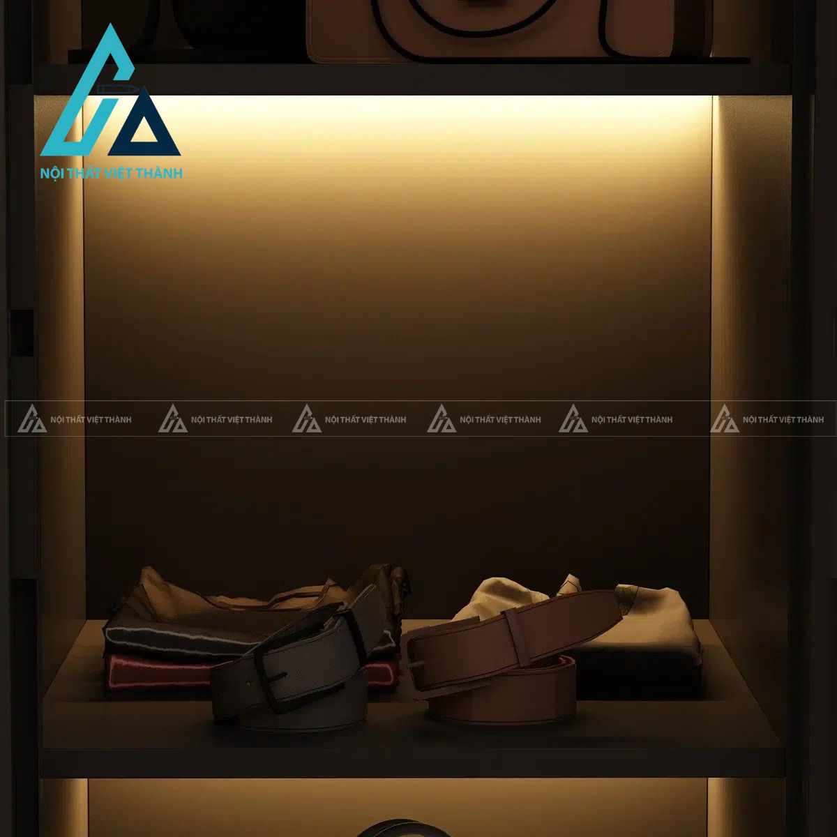 Tủ quần áo MDF cánh kính hiện đại tích hợp đèn LED sang trọng tiện nghi 4