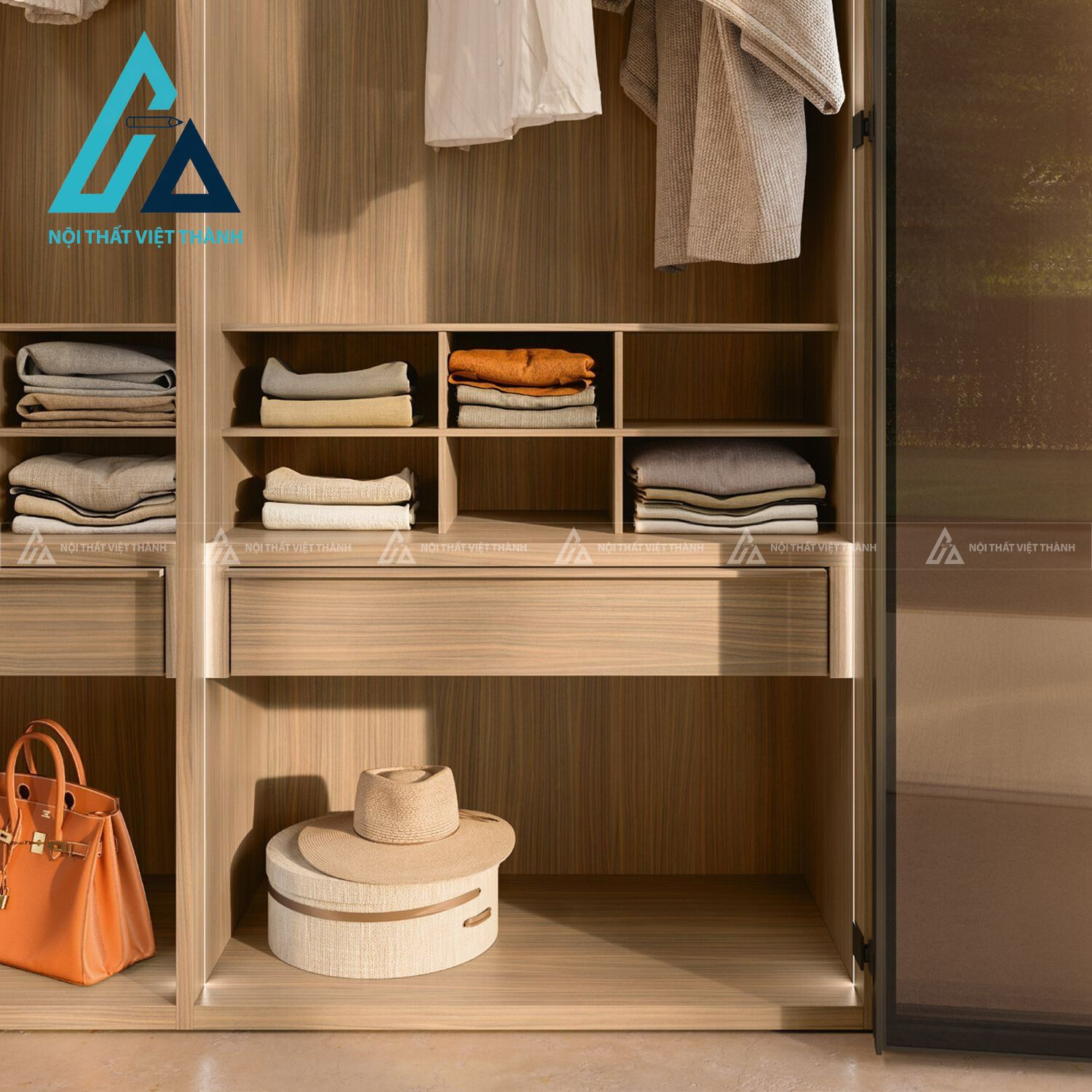 Tủ quần áo MDF cánh kính màu trắng hiện đại tiện nghi cho phòng ngủ 1