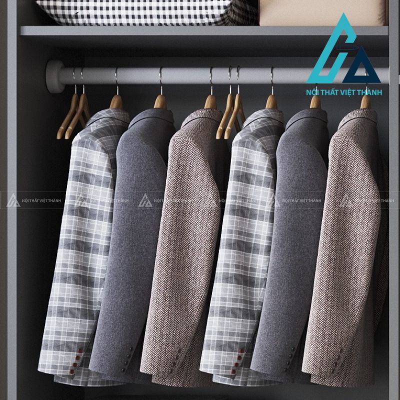 Tủ quần áo MDF cánh kính màu xám hiện đại sang trọng cho phòng ngủ 2