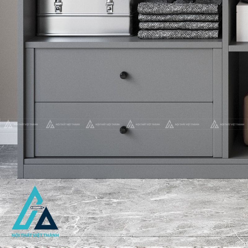 Tủ quần áo MDF cánh kính màu xám hiện đại sang trọng cho phòng ngủ 3