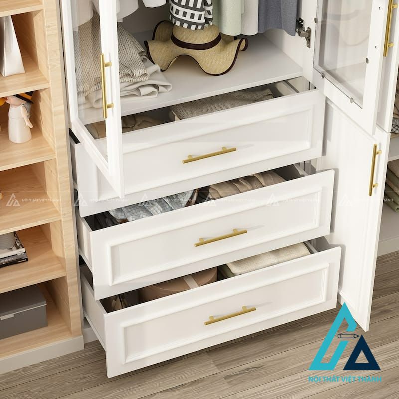 Tủ quần áo MDF cánh kính phủ sơn cao cấp thiết kế hiện đại 4