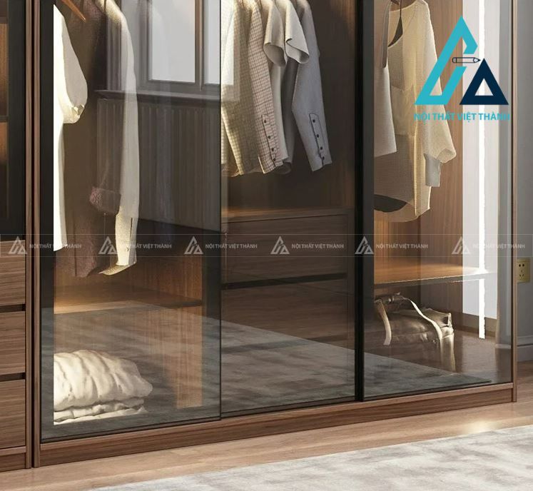 Tủ quần áo MDF cánh kính trượt hiện đại tối ưu không gian phòng ngủ 2