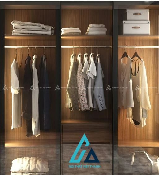 Tủ quần áo MDF cánh kính trượt hiện đại tối ưu không gian phòng ngủ 3