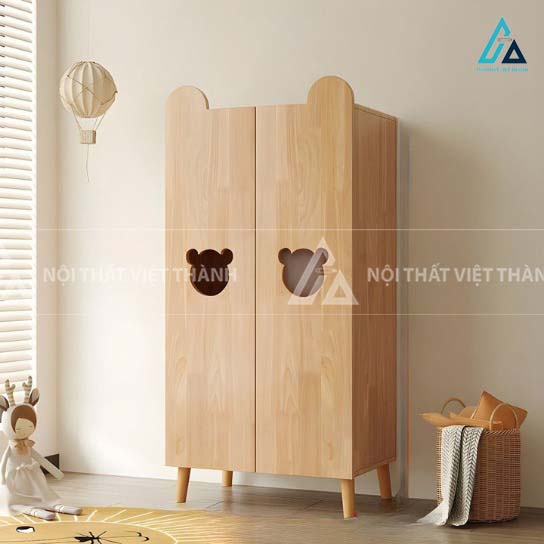 Tủ Quần Áo Cho Bé Thiết Kế Hình Gấu Đáng Yêu Hai Cánh Mở Chân Cao Thông Thoáng 1