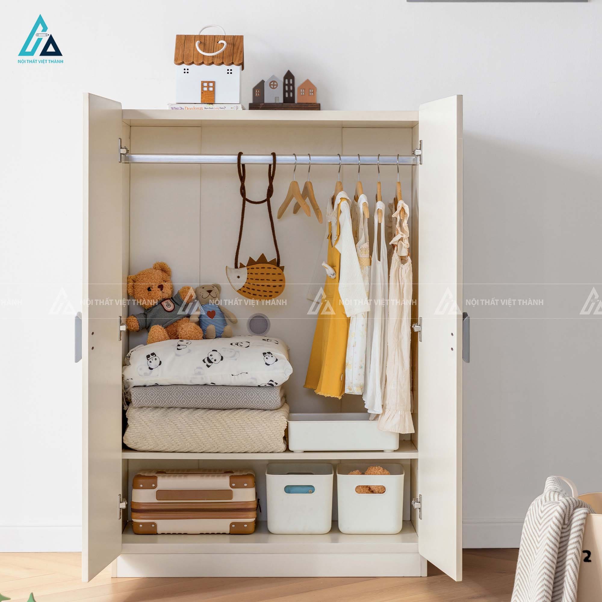 Tủ Quần Áo Trẻ Em Hiện Đại Tích Hợp Hệ Kệ Trang Trí Và Ngăn Kéo Đa Năng