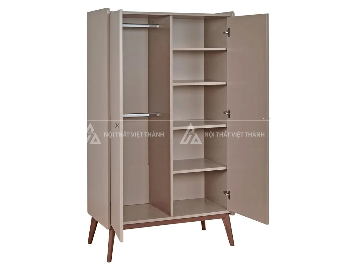 Tủ Quần Áo Trẻ Em Gỗ Hiện Đại Thiết Kế Đa Năng Với Ngăn Treo Đôi Và Kệ Trang Trí Tiện Lợi 3