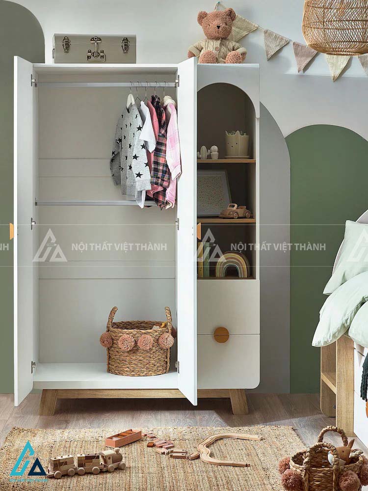 Tủ Quần Áo Trẻ Em Thiết Kế Vòm Cầu Nghệ Thuật Kết Hợp Kệ Trang Trí Và Ngăn Kéo Thông Minh 1