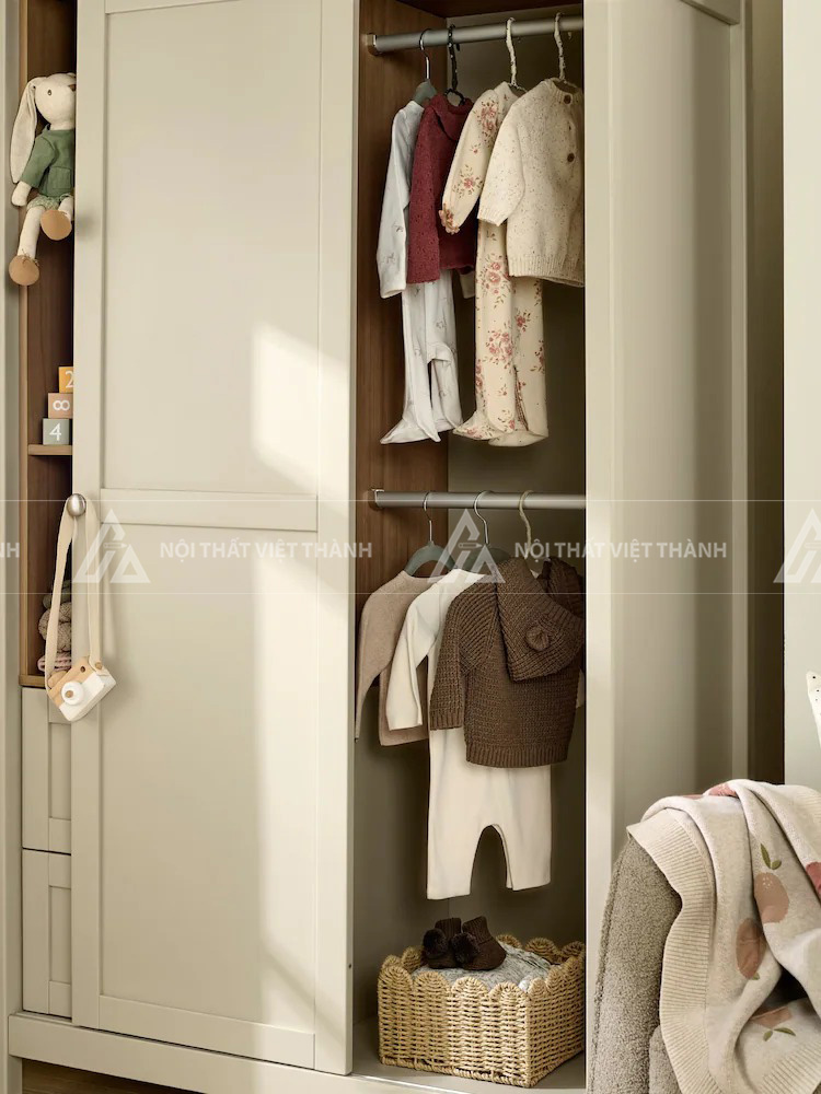 Tủ Quần Áo Trẻ Em Thiết Kế Chia Ngăn Thông Minh Và Kệ Trang Trí 2