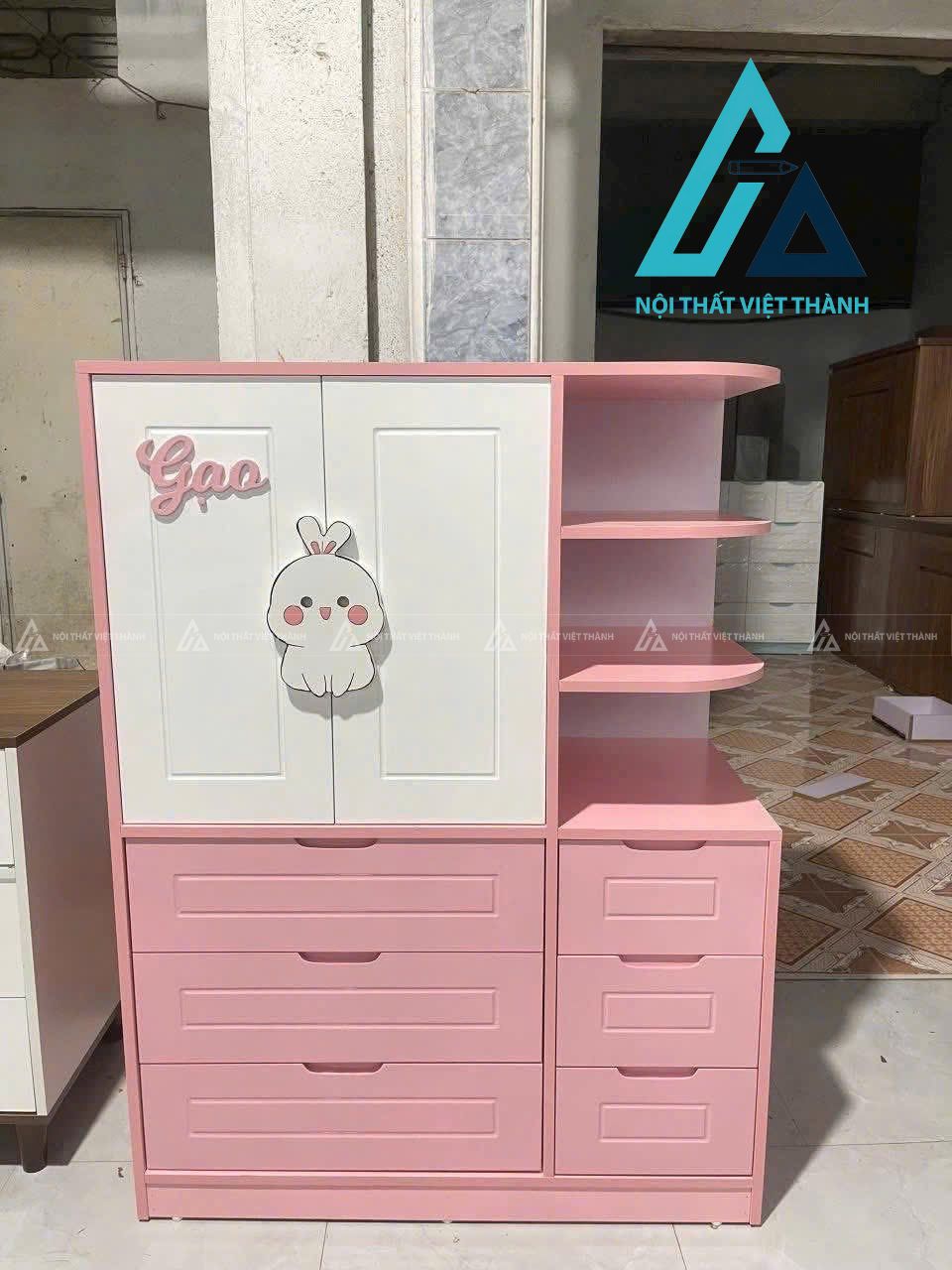 Tủ nhựa hồng dễ thương cho bé gái