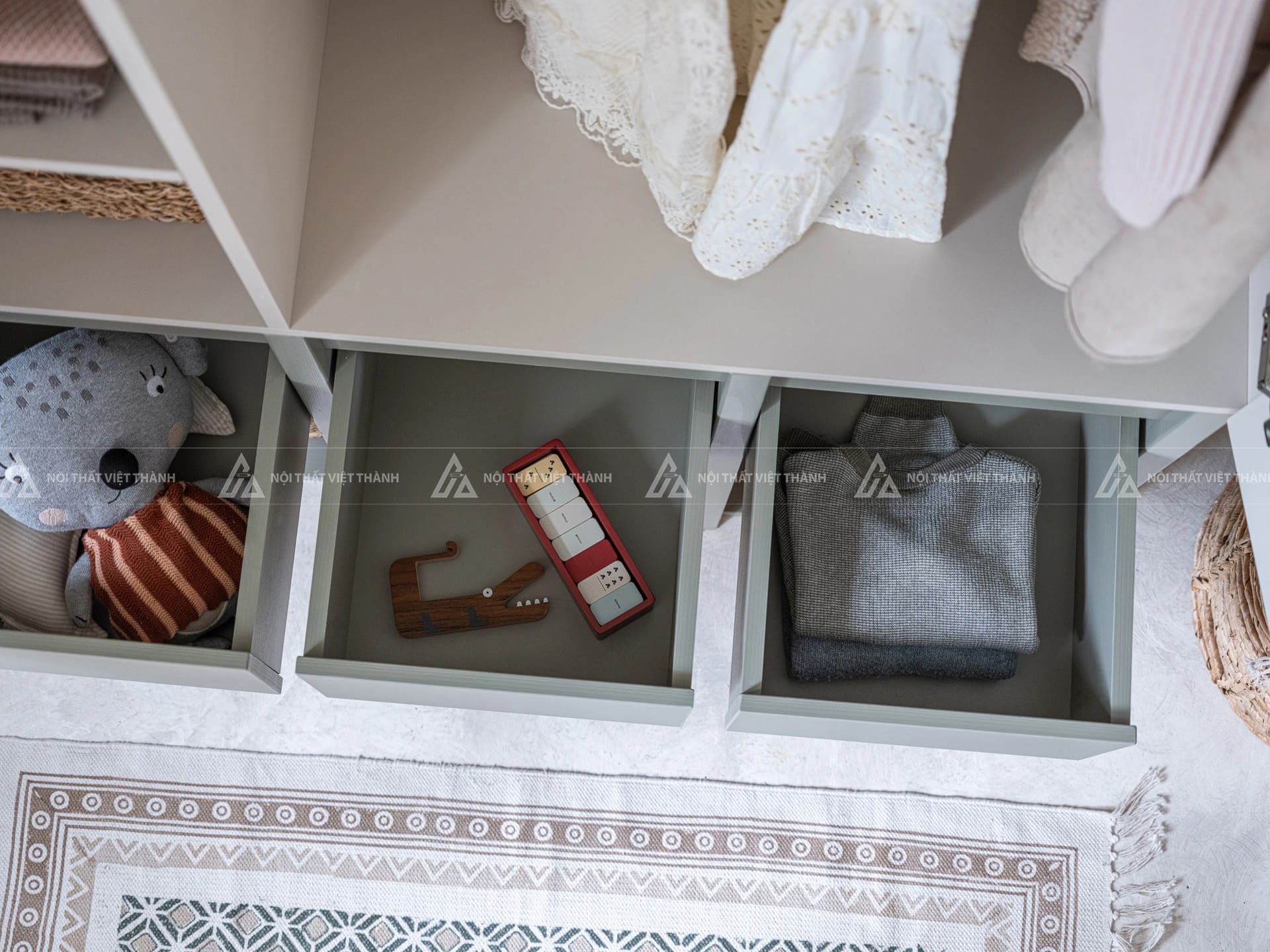 Tủ Quần Áo Trẻ Em Thiết Kế Hiện Đại Kết Hợp Ngăn Kéo Và Kệ Mở Đa Năng Tối Ưu Không Gian 3