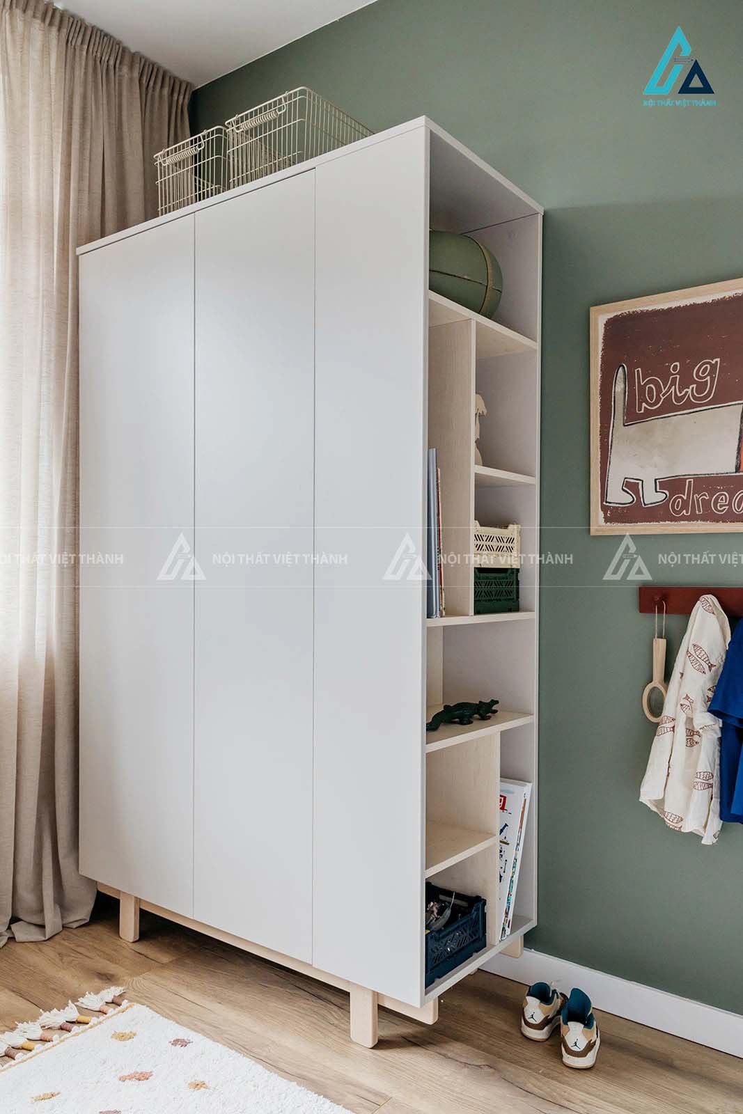 Tủ Quần Áo Trẻ Em Thiết Kế Ngăn Treo Đôi Tối Ưu Diện Tích Và Hệ Kệ Chia Tầng Thông Minh 1