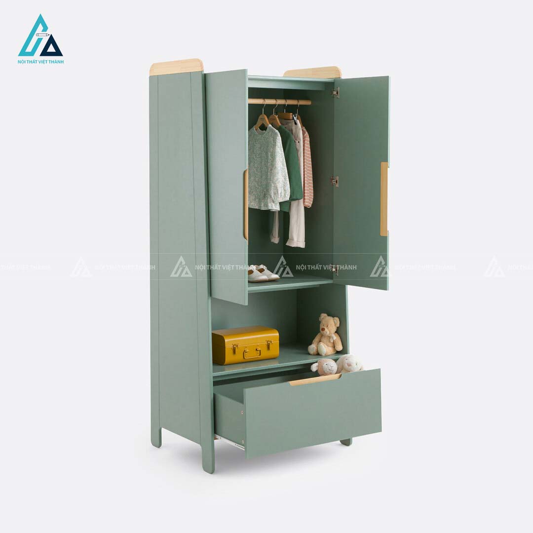 Tủ Quần Áo Trẻ Em Đa Năng Thiết Kế Hiện Đại Với Ngăn Kéo Và Kệ Trang Trí Tiện Dụng