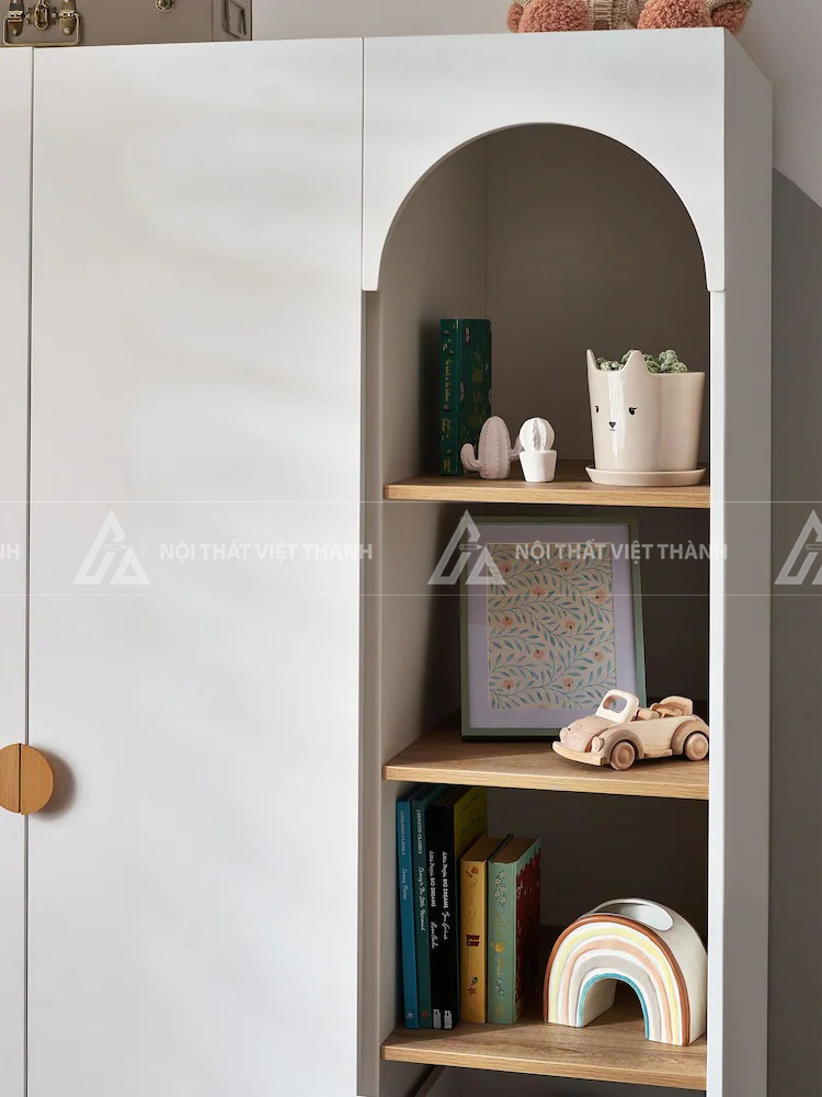 Tủ Quần Áo Trẻ Em Thiết Kế Vòm Cầu Nghệ Thuật Kết Hợp Kệ Trang Trí Và Ngăn Kéo Thông Minh 2