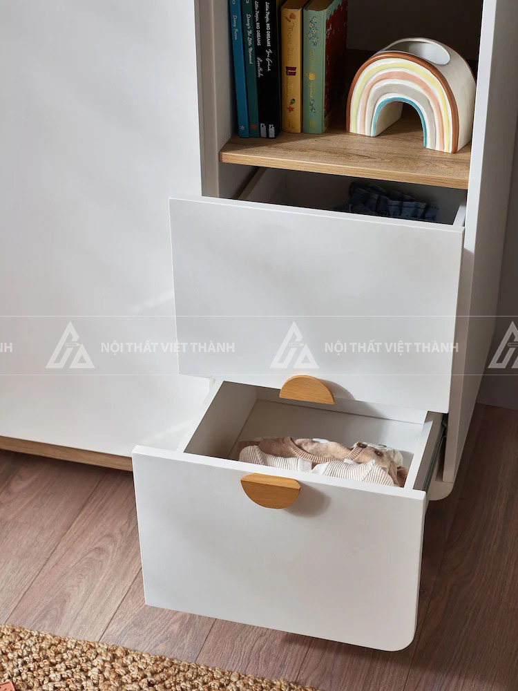 Tủ Quần Áo Trẻ Em Thiết Kế Vòm Cầu Nghệ Thuật Kết Hợp Kệ Trang Trí Và Ngăn Kéo Thông Minh 3