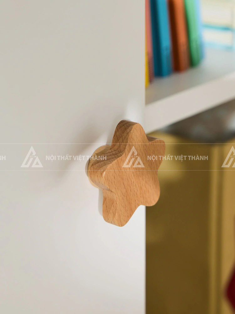 Tủ Quần Áo Trẻ Em Tay Nắm Ngôi Sao Kết Hợp Kệ Sách Và Ngăn Kéo Đa Năng 3
